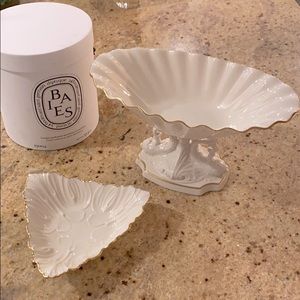 Lenox Vintage Pedestal And Candy Dish 24k Gold Rim